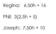 Regina, Phil and Joseph each wrote expressions to represent their hourly earnings-example-1