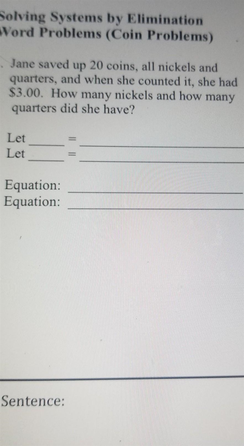 1. Jane saved up 20 coins, all nickels and quarters, and when she counted it, she-example-1