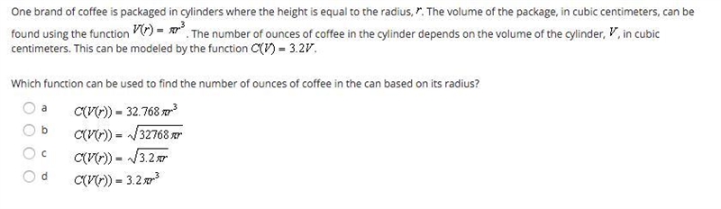 Which function can be used to find the number of ounces of coffee in the can based-example-1