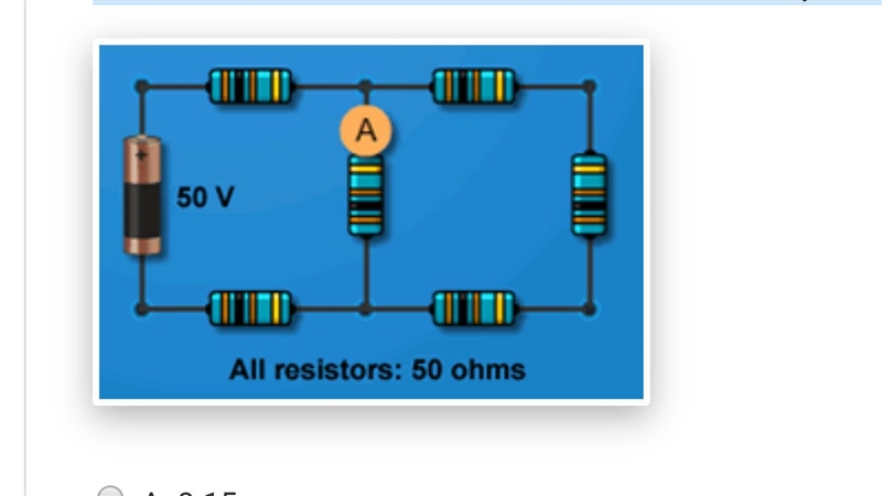 On the circuit below, what is the current measured by the ammeter? Each resistor is-example-1