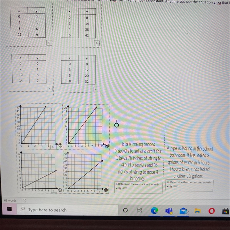 Please determine the constant of each question and then write in y=kx form. Remember-example-1