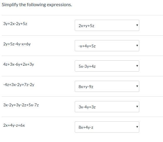 Simplify the following expressions need help plz help!!-example-1