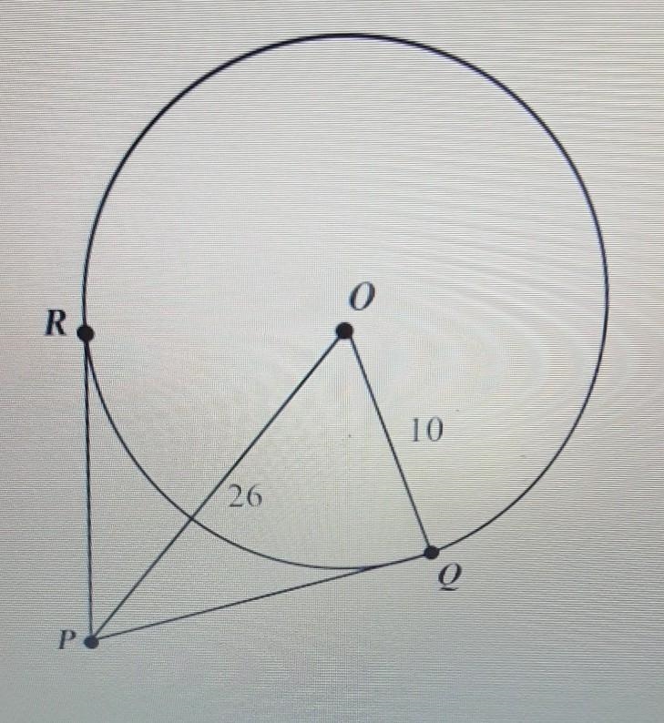 In the figure below, PR and PQ are tangent to the circle with center O. Given that-example-1