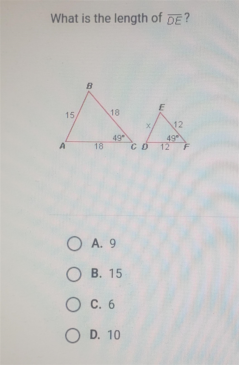 What is the length of DE?-example-1