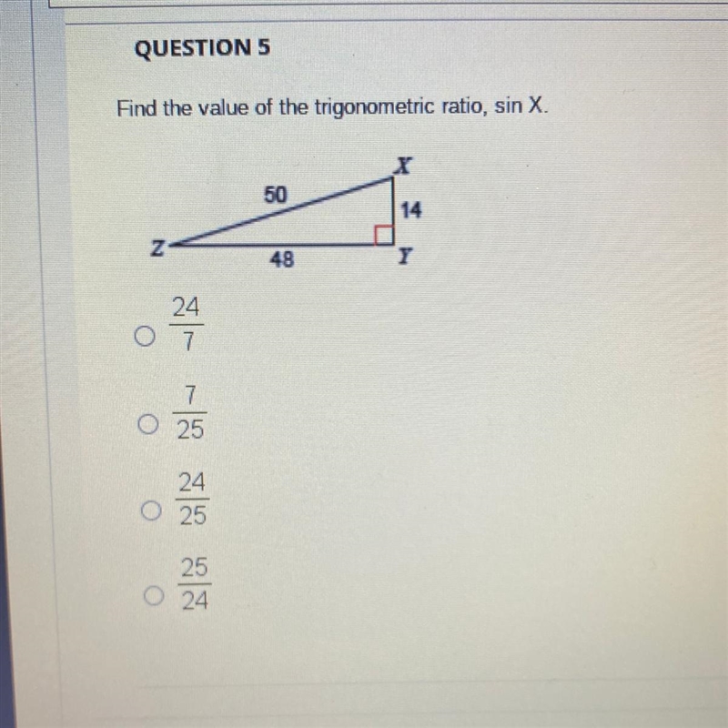 Find the value of the trigonometric ratio, sin X.-example-1