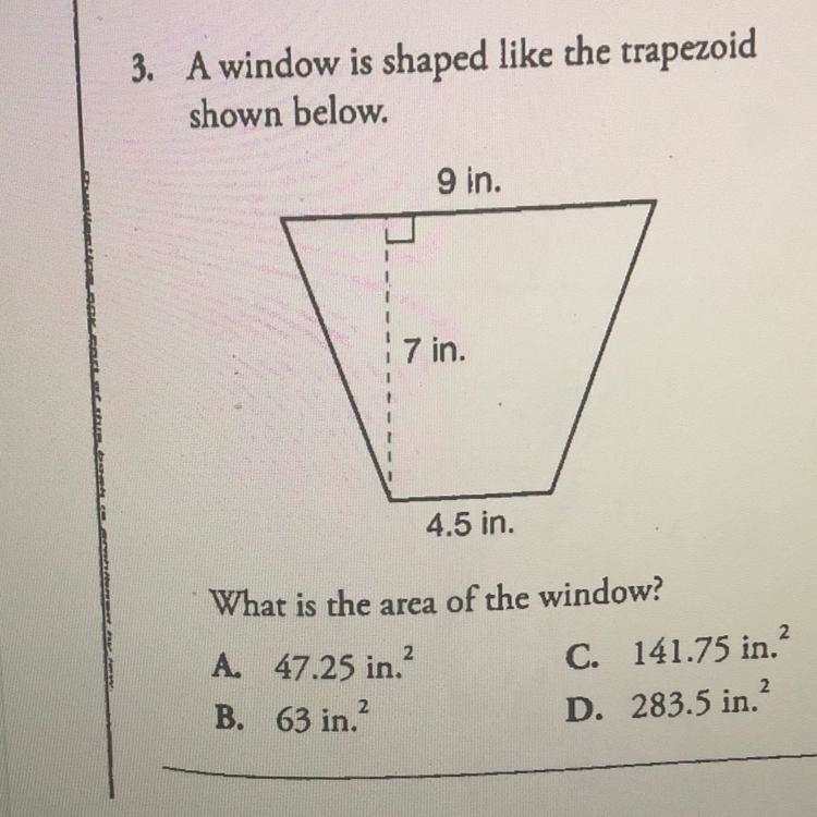 A window is shaped like the trapezoid shown below-example-1