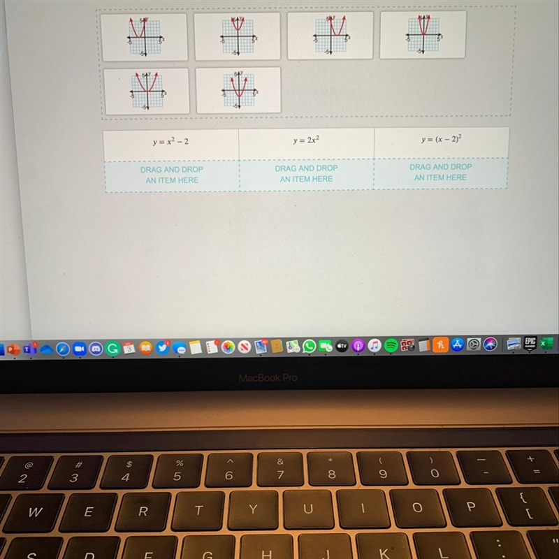 Drag the correct graph to the box under the equation it corresponds to. HELP YOU GUYS-example-1