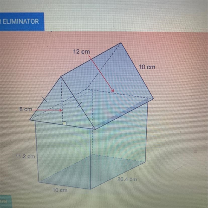 Randall built a scale model of a barn he wants to construct. What is the total volume-example-1