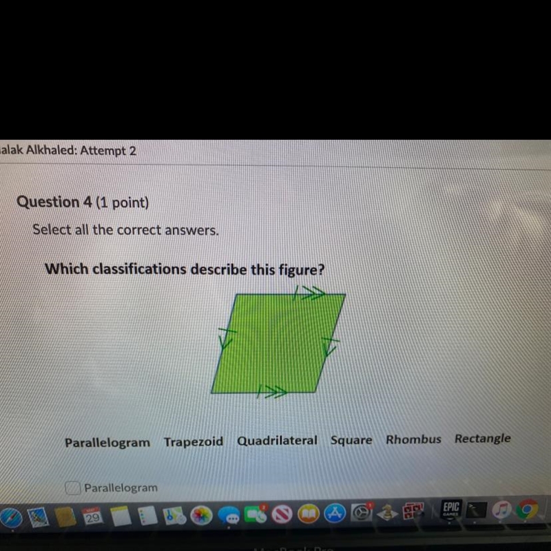 Select all the correct answers. Which classifications describe this figure? Parallelogram-example-1