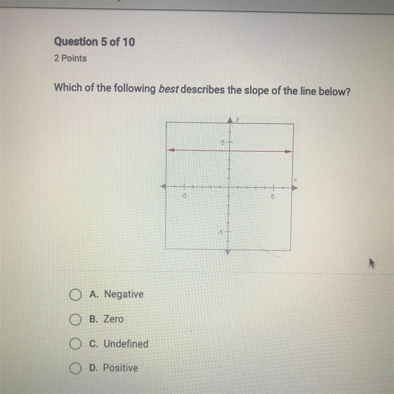 Which of the following best describes the slope of the line below?-example-1