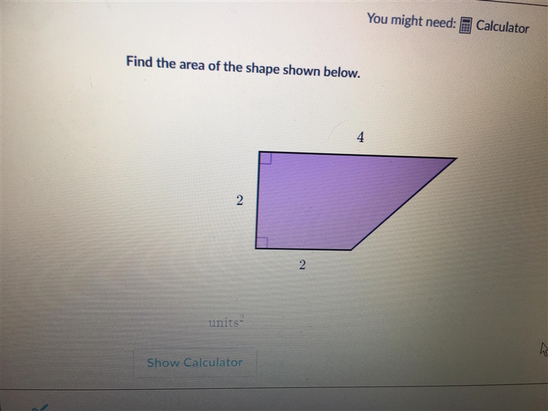 Find The Area Of The Shape Shown Below-example-1