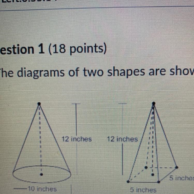 Compare the two figures. How many times bigger or smaller is the cone to the pyramid-example-1