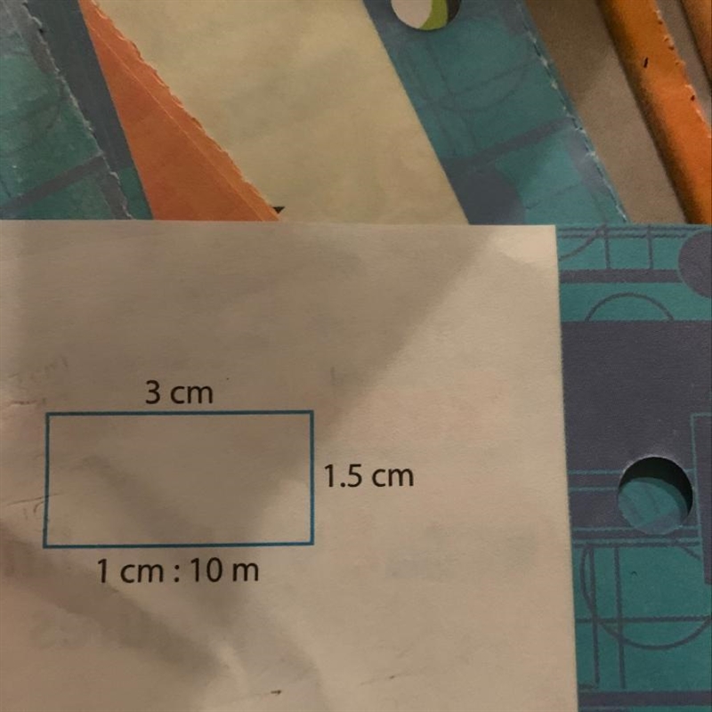 In the scale drawing of a park, the scale is 1cm: 10m. Find the area of the actual-example-1