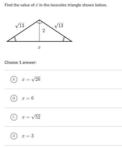 Find the value of x in the isoceles triangle shown below. PLEASE HELPPPPP-example-1