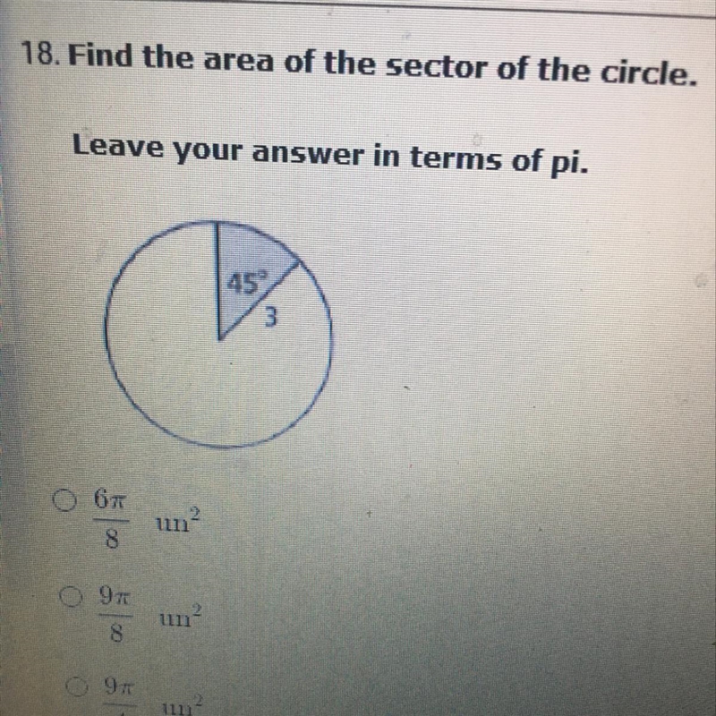 Find the area of the sector of the circle.-example-1