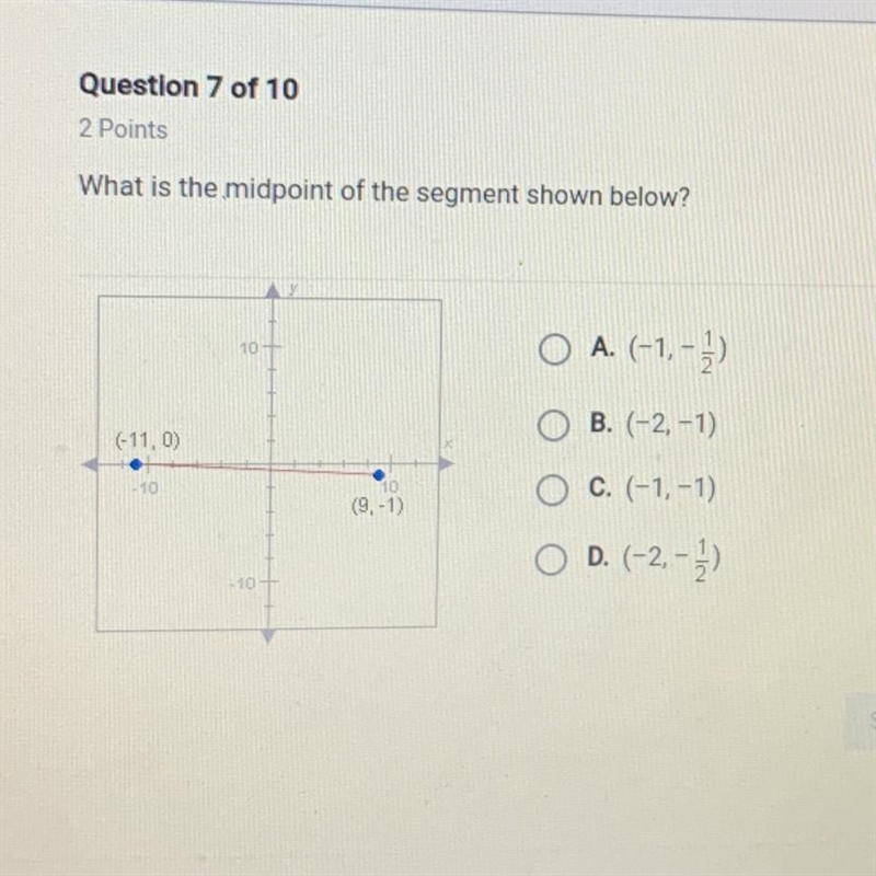 What is the midpoint of the segment shown below?-example-1