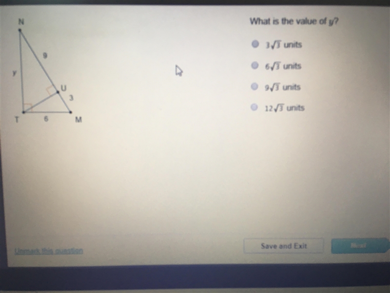 What is the value of y? NU=9, NM= 3, MT= 6, TN= y-example-1