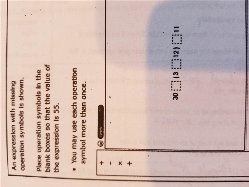 Value of expression is 55 Where to put addition, subtraction, multiplication and or-example-1