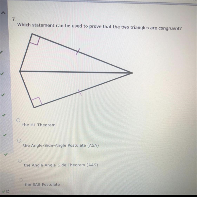 Which statement can be used to prove that the two triangles are congruent? A: the-example-1