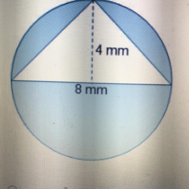 What is the area of the shaded part of the circle that has a diameter of 8 mm? Use-example-1