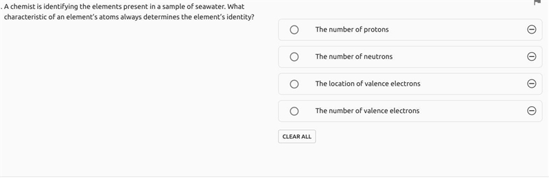 . A chemist is identifying the elements present in a sample of seawater. What characteristic-example-1