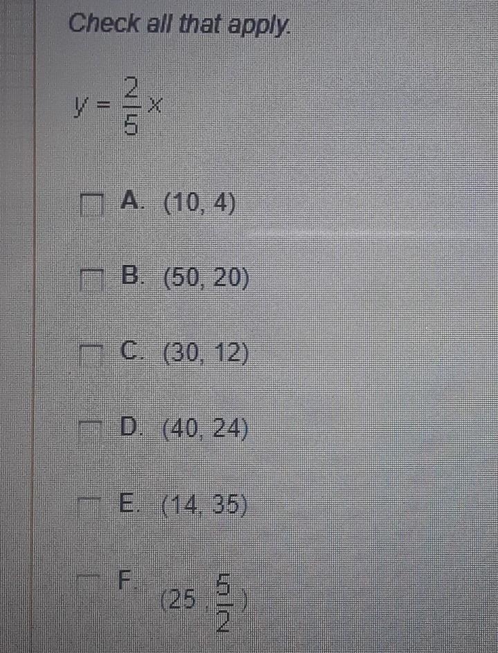 Which of the ordered pairs below satisfy the following equation. Check all that apply-example-1