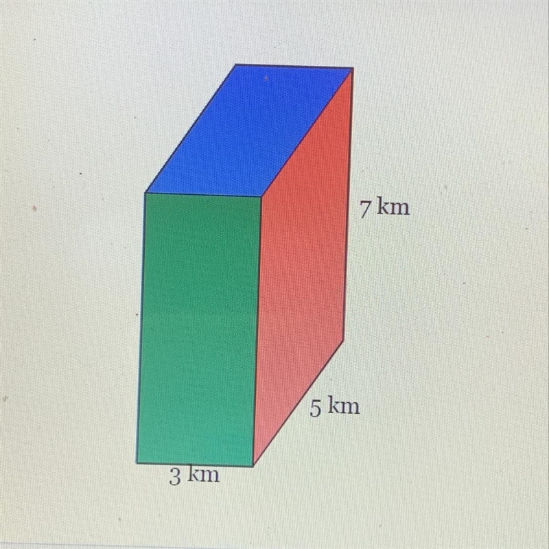 Find the surface area of the rectangular prism. 7 km 5 km 3 km-example-1