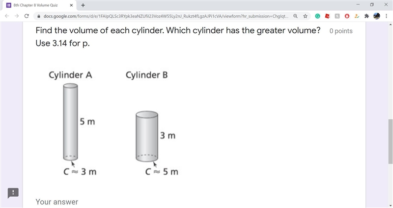 Find the volume of each cylinder. Which cylinder has the greater volume? Use 3.14 for-example-1