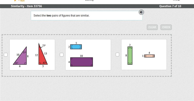 Select the two pairs of figures that are similar.-example-1