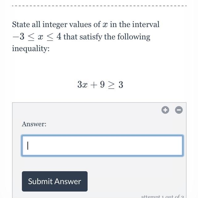 State all integer values of x-example-1