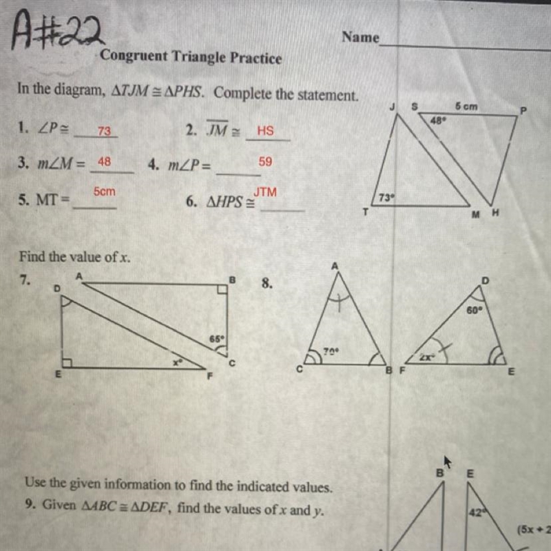 Please!!! find the value of x (question 7)-example-1