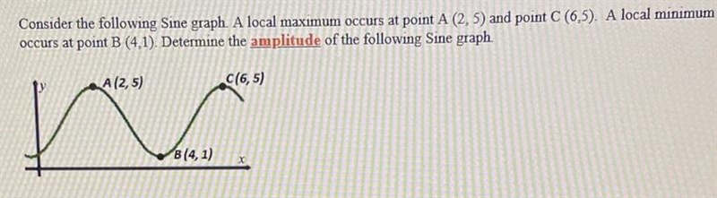 What is the amplitude of the following Sine graph? A) 2 B) 3 C) 4 D) 5-example-1