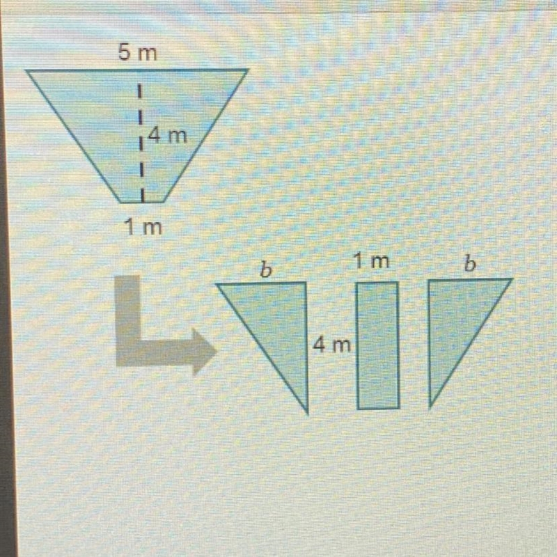 A trapezoid was broken into a rectangle and two triangles The base of each triangle-example-1