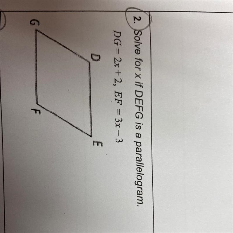 Solve for x if DEFG is a parallelogram-example-1