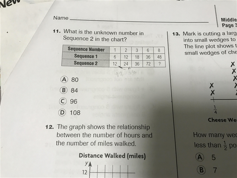 What is the unknown number in sequence 2 in the chart?-example-1