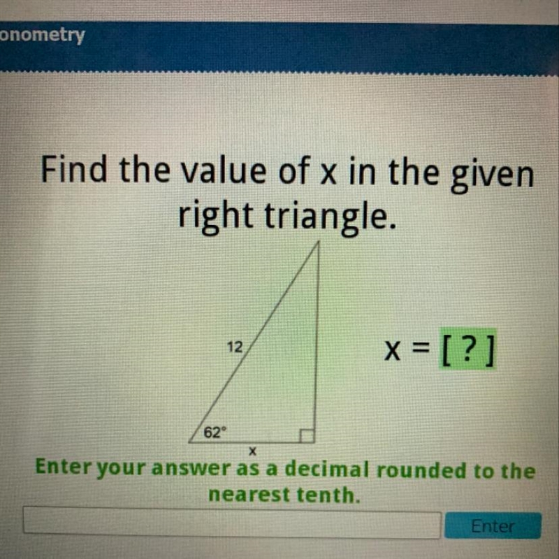 Find the value of x in the given right triangle HELP IDK HOW TO DO THIS PLEASE-example-1