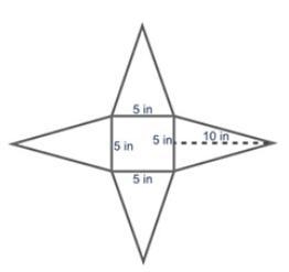 He net of a pyramid is shown below: The surface area of the solid is ____ square inches-example-1