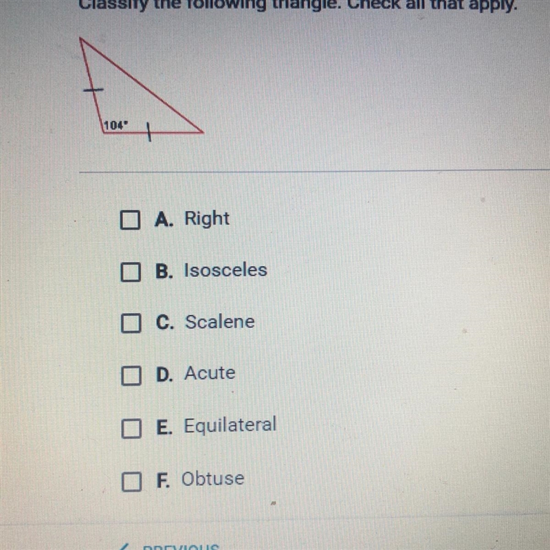 Classify the following triangle. Check all that apply.-example-1