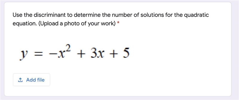 Use the discriminant to determine the number of solutions for the quadratic equation-example-1