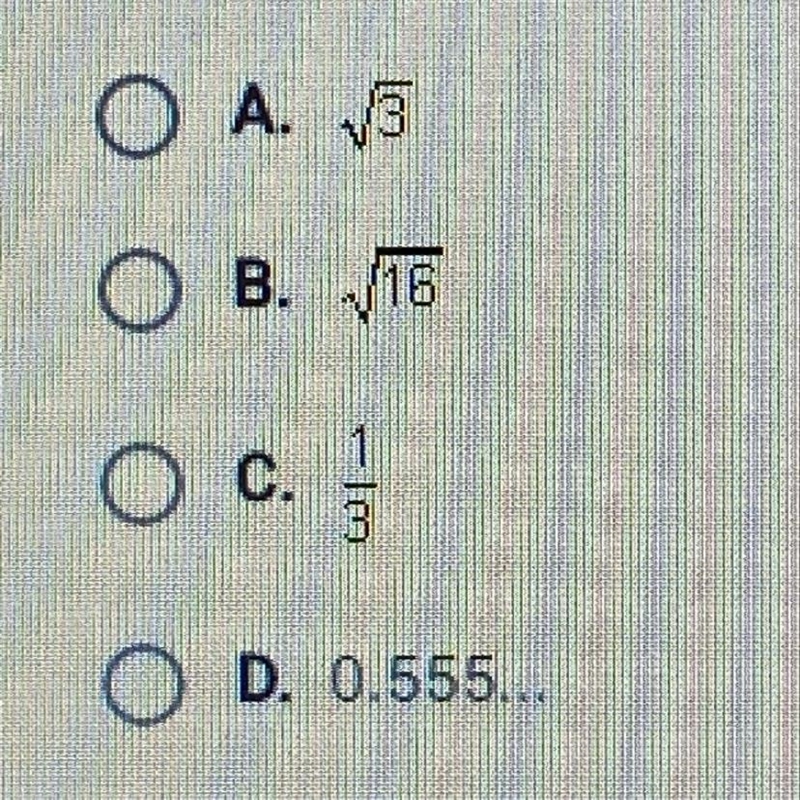 Which number produces an irrational number when added to 0.5?-example-1