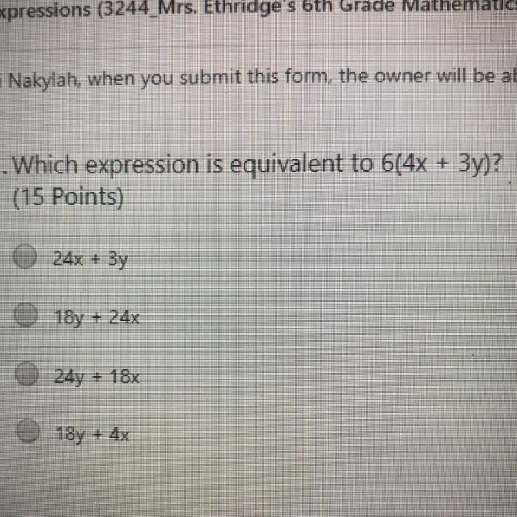 Which expression is equivalent to 6(4x + 3y)?-example-1