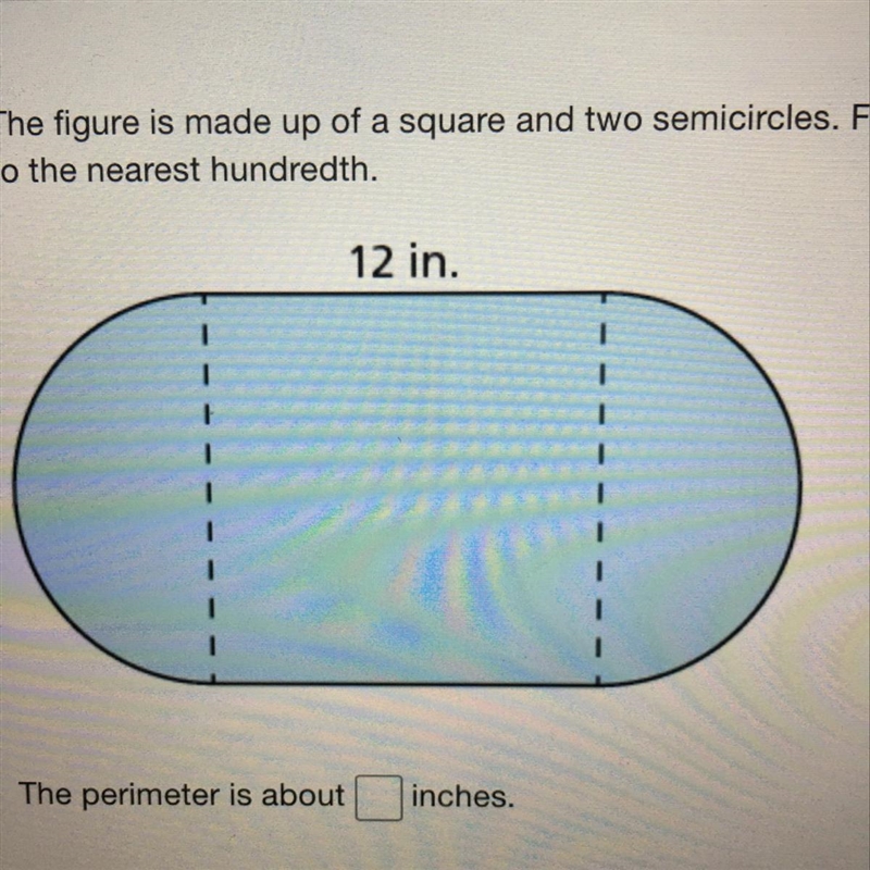 The figure is made up of a square and two semicircles. Find the perimeter. Round your-example-1