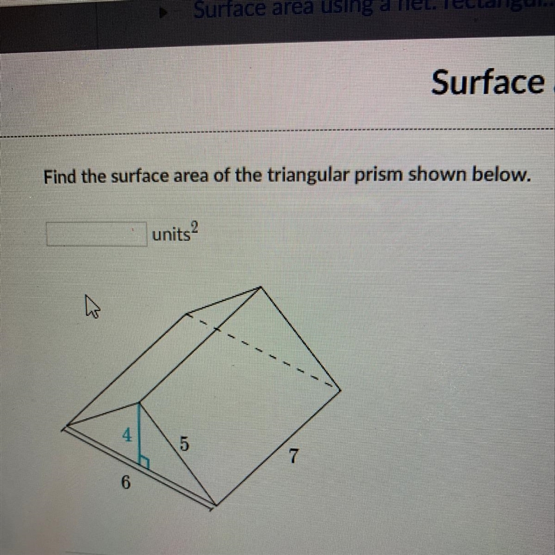 Find the surface area of a triangular prism shown below.-example-1