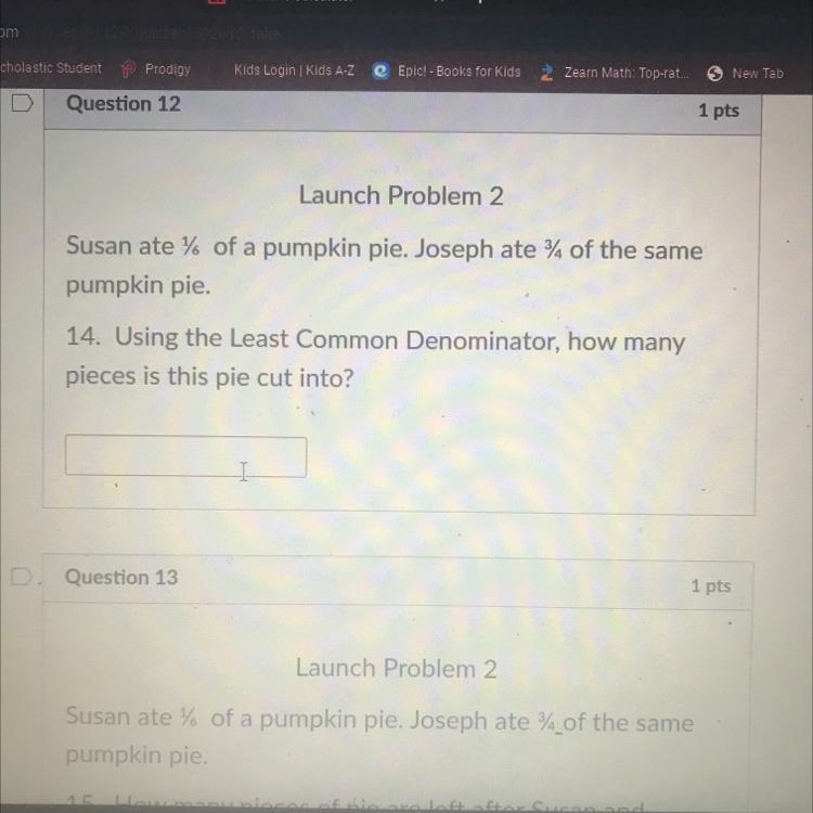 Susan ate % of a pumpkin pie. Joseph ate 34 of the same pumpkin pie. 14. Using the-example-1