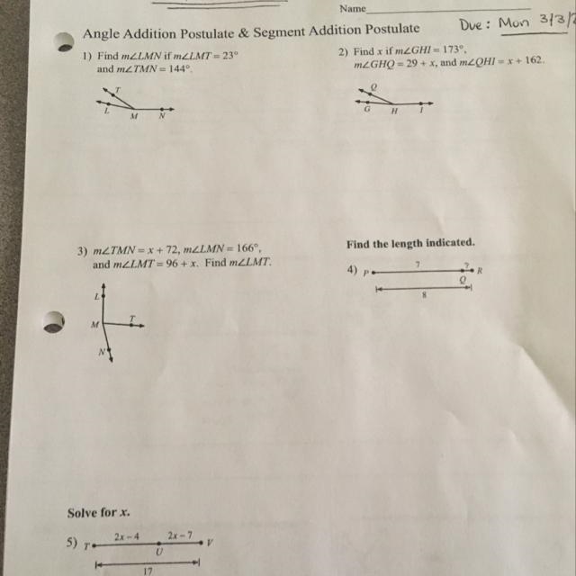 Find the angle and addition postulate and segment addition postulate-example-1