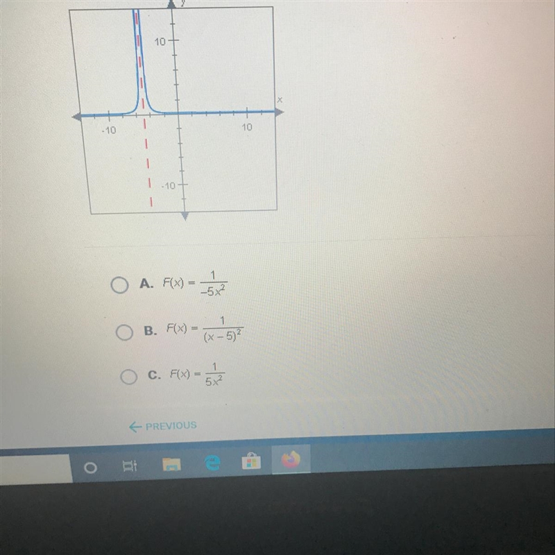 Which of the following rational functions is graphed below?-example-1