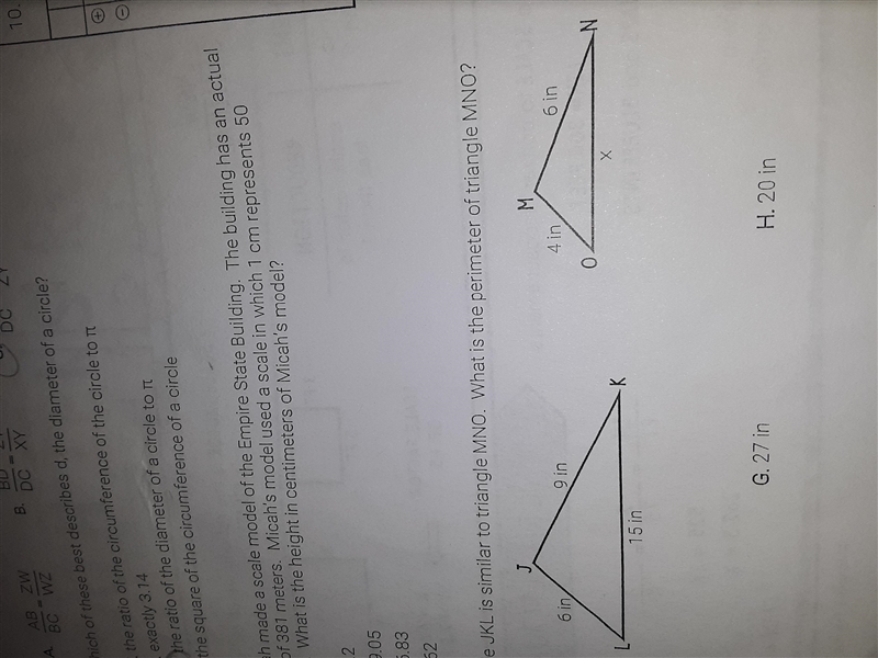 Triangle jkl is similar to triangle mno. What is the perimeter of triangle mno-example-1