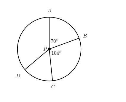 What is the arc measure, in degrees of Arc ADC on Circle P below?-example-1