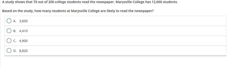 Out of 12,600 students, how many are most likely going to read the newspaper?-example-1