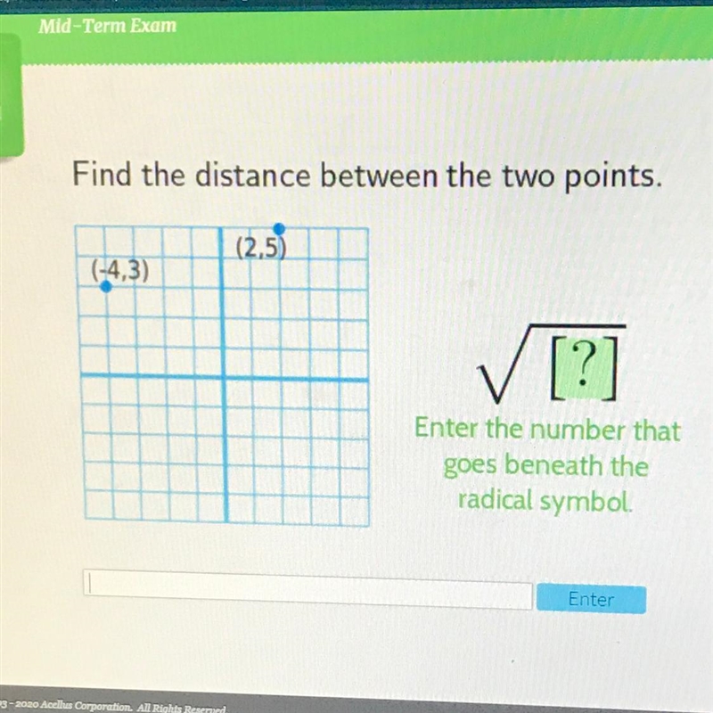 Find the distance between the two points PICTURE ABOVE-example-1